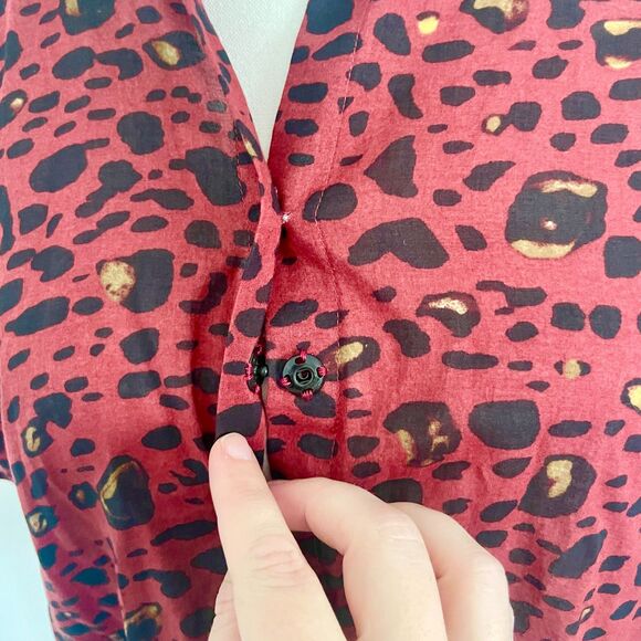 & Other Stories Leopard Blouse Stockholm Atelier Short Sleeve Red Leopard - S/M - Picture 4 of 8